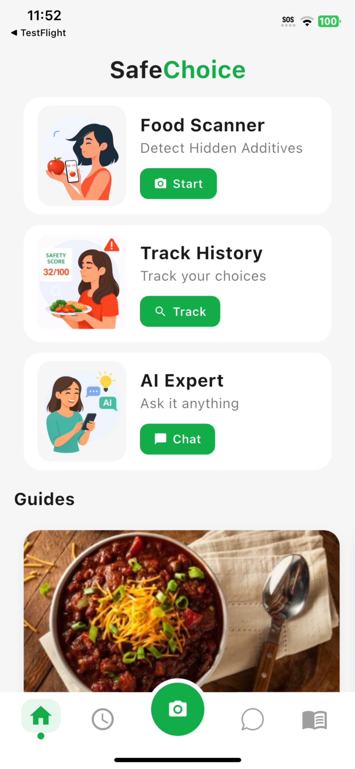 LabelWise formerly SafeChoice food scanner home screen