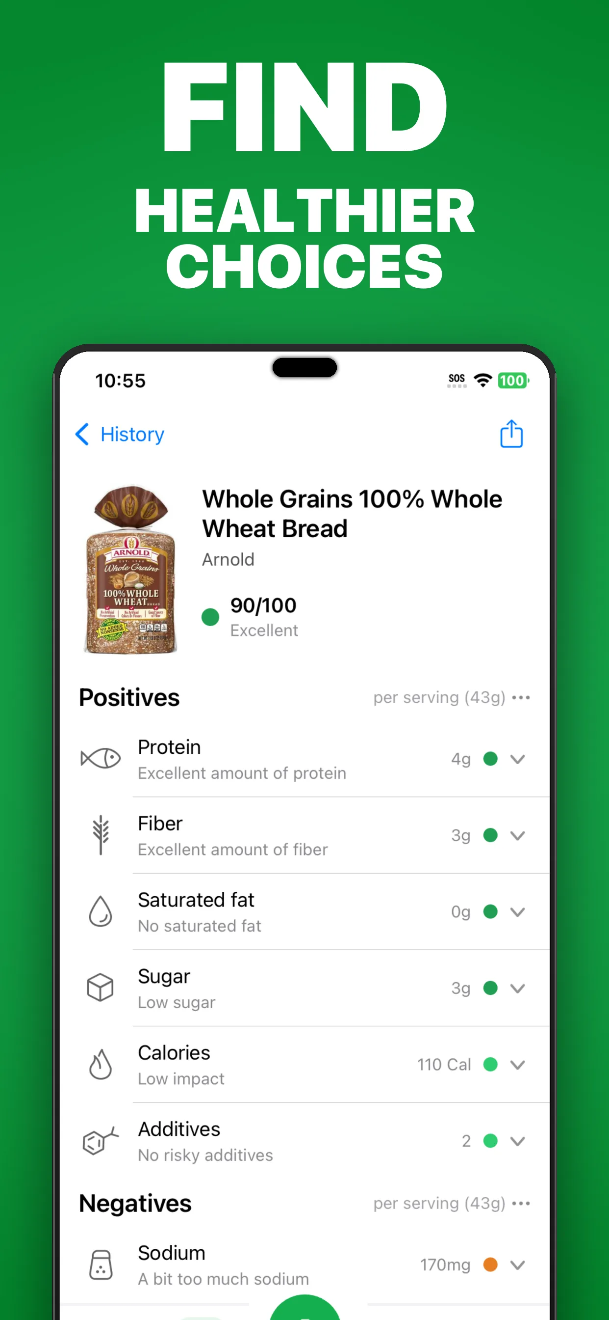 LabelWise healthier choices app screen